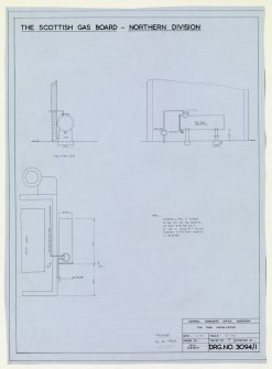 Tain Gasworks
Plan, elevation and section of tar tank
Stamped: 'Scottish Gas Board, Northern Division, General Manager's Office, Aberdeen'