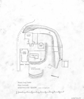 Plan of earthworks and buildings on site.