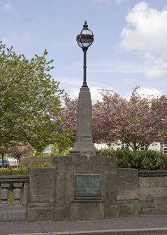 Detail of lamp standard with commemorative plaque below