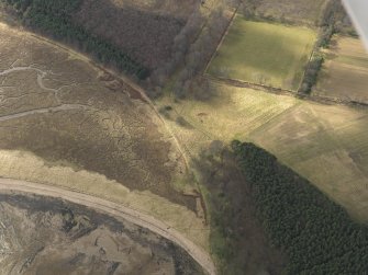 Oblique aerial view centred on the anti tank blocks, taken from the NE.