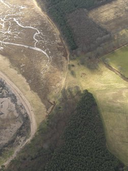 Oblique aerial view centred on the anti tank blocks, taken from the NE.