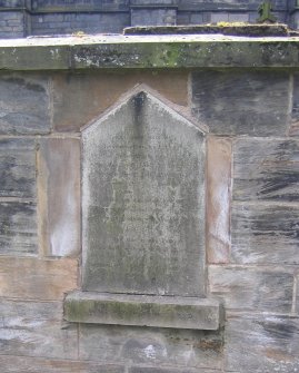 View of wall tablet in memory of Harry Rainy.
