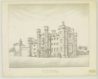 Copy of drawing inscribed 'Front view of Dunse Castle. Drawn from nature by Alex'r Archer, 1839'.