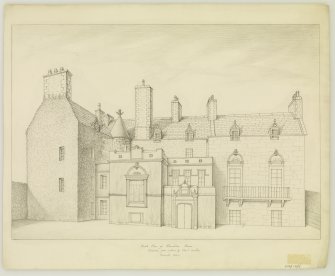 Sketched view of South front  
Insc: 'Front view of Warrender House. Drawn from nature by Alexr Archer, March 1840'