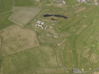 Oblique aerial view centred on the Ness Battery, taken from the SW.