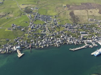 Oblique aerial view of Stromness Harbour, taken from the ESE.