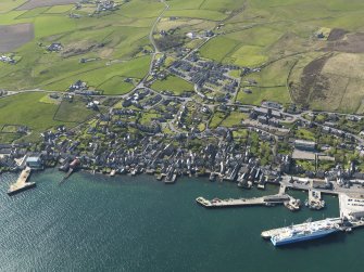 Oblique aerial view of Stromness Harbour, taken from the ESE.