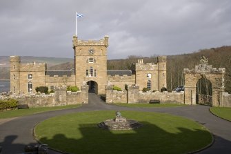 Stable and arch at N end of viaduct, view from roof of castle to W