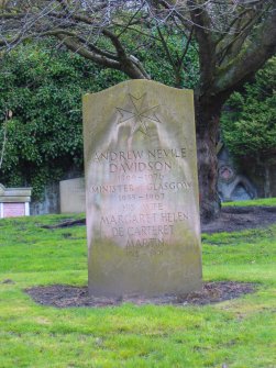 View of headstone in memory of Andrew Nevile Davidson.