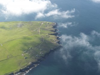 General oblique aerial view centred on the Hoxa Head Battery, taken from the NNW.