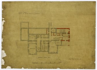 Basement floor plan. Sketches of proposed additions and alterations.