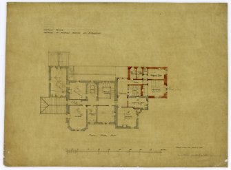 First floor plan. Sketches of proposed additions and alterations.