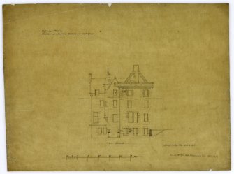 East elevation. Sketches of proposed additions and alterations.