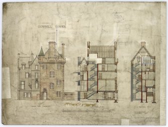 North-east elevation and sections.