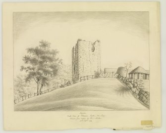 Pencil drawing - View of Pitcruvie Castle from South