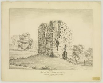 Pencil drawing - View of Pitcruvie Castle from North East