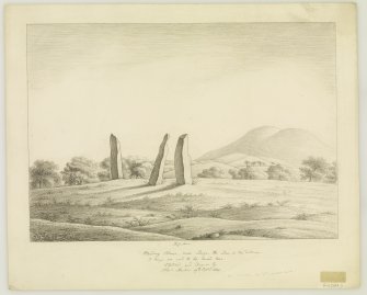 Drawing of Lundin Links standing stones.