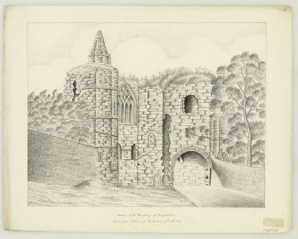 Exterior of Pends & W. Wall of Refectory
Insc. "drawn from nature by A.Archer, 15th Oct. 1834."