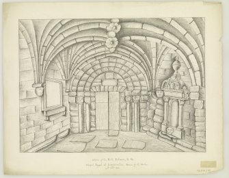 Interior of North Porch, N. Door.
Insc. "drawn on the spot by A. Archer 15th oct. 1834"