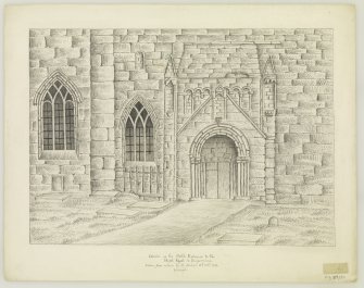 Exterior of N. Porch
Insc. "drawn from Nature by A.Archer. 15th Oct. 1834"