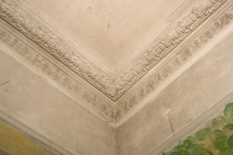 Interior view of Ladyfield West, Dumfries. Detail of cornice in principal room