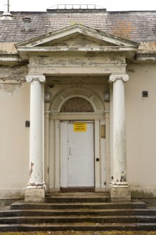 Detail of portico on E elevation of Ladyfield West, Dumfries