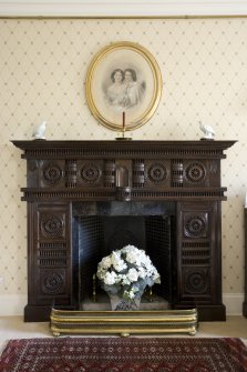 Interior. 2nd floor. 'Lady Margaret's Room'. Fireplace. Detail