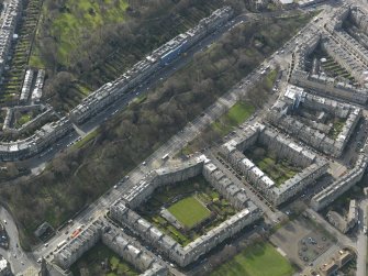 Oblique aerial view centred on London Road, taken from the NE.