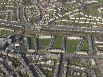 Oblique aerial view centred on the Piershill Squares (E & W), taken from the S.