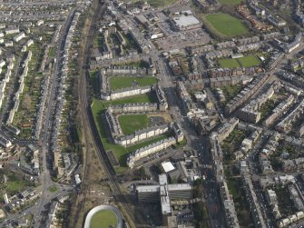 Oblique aerial view centred on the Piershill Squares (E & W), taken from the W.