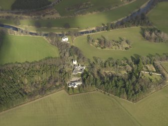 General oblique aerial view centred on Barns Tower with Barns House adjacent, taken from the WSW.