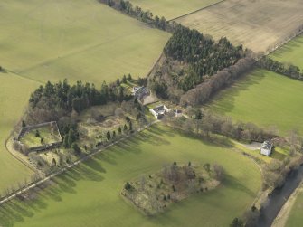 General oblique aerial view centred on Barns House with Barns Tower adjacent, taken from the E.