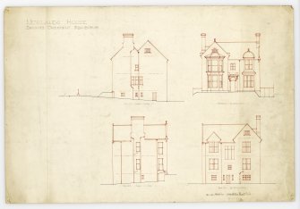 Additions and alterations to Newlands House for A. Macmillan.
East, west, front and back elevations.
