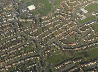 Oblique aerial view centred on the community centre, taken from the SSW.