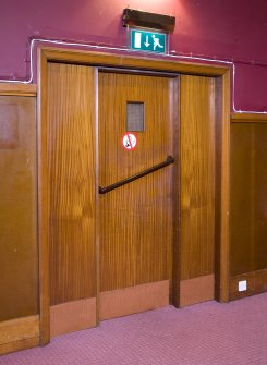 Detail of auditorium door in Arts Guild Theatre, Campbell Street, Greenock.