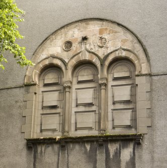 Detail of blocked window at Arts Guild Theatre, Campbell Street, Greenock.