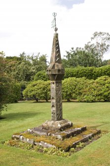 View of sundial at Kelburn Castle from S