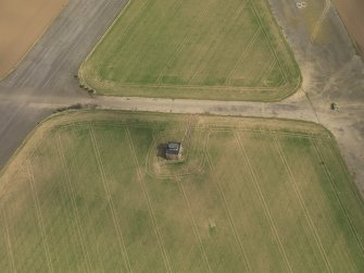 Oblique aerial view of East Fortune Airfield control tower, taken from the W.