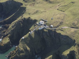 Oblique aerial view of St Abb's Head Lighthouse, taken from the N.