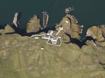 Oblique aerial view of St Abb's Head Lighthouse, taken from the SSW.