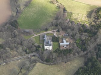 Oblique aerial view of Press Castle and policies, taken from the WSW.