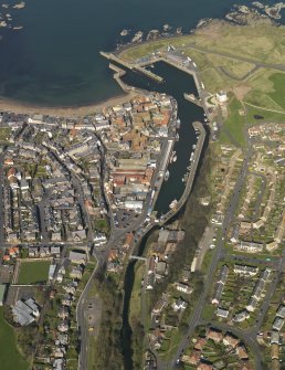 General oblique aerial view of Eyemouth, taken from the S.