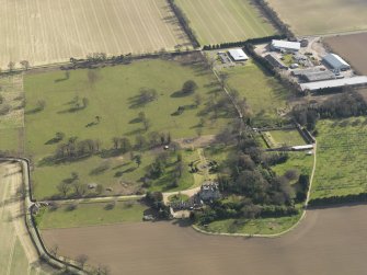 Oblique aerial view of Elvingston country house and policies, taken from the N.