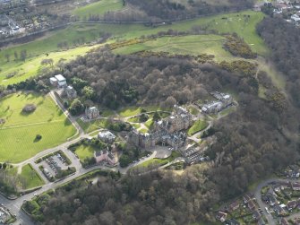 Oblique aerial view of Craighouse University Hospital, taken from the NE.