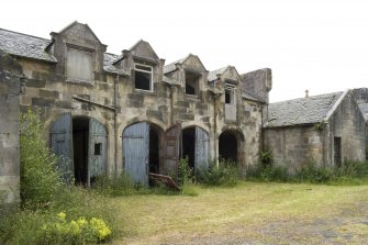 Stable block, view of cartsheds from N