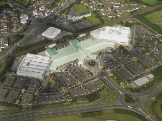 Oblique aerial view of The Gyle Shopping Centre, taken from the SSW.