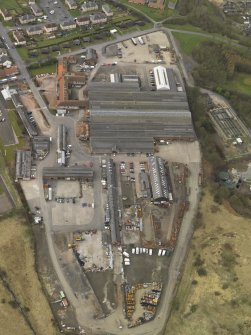 Oblque aerial view centred on the works, taken from the WNW.