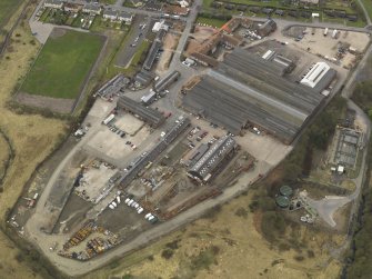 Oblque aerial view centred on the works, taken from the W.