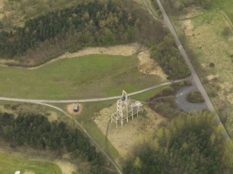 Oblque aerial view centred on the mine headgear, taken from the E.