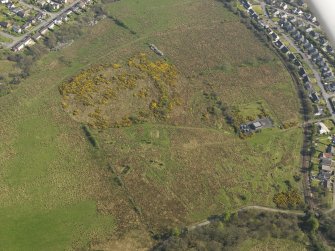 Oblique aerial view centred on the remains of the heavy anti aircraft battery, taken from the WNW.